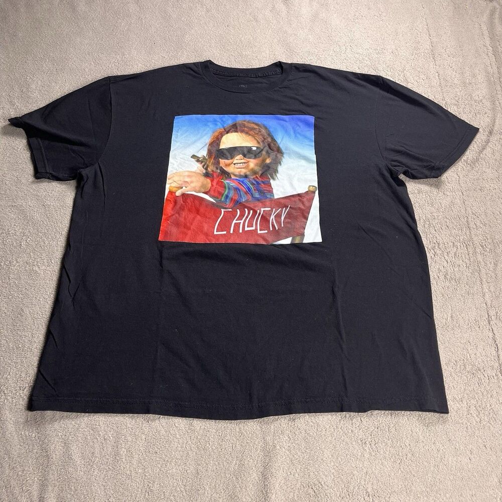 Chucky Graphic T-Shirt Mens XL Black Universal Studios Horror Movie Streetwear